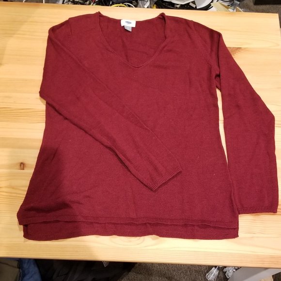 Old Navy Maroon V Neck Long Sleeve Sweater - Picture 1 of 2